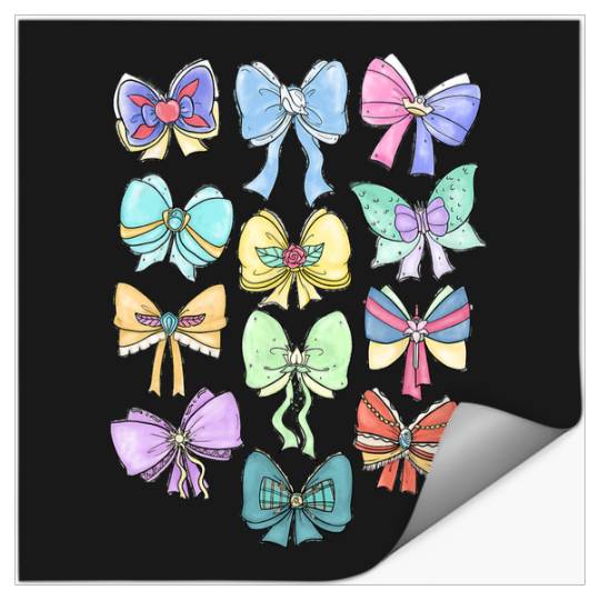 Disney Princess Cute Ribbons And Bows Pastel Colors Logo Stickers