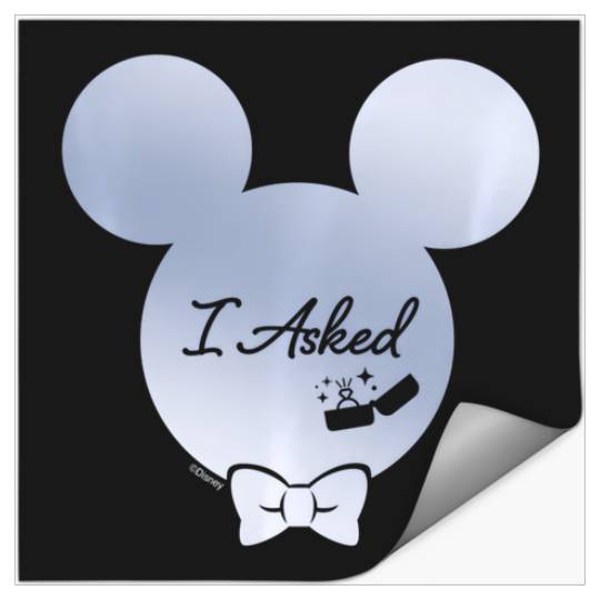 Disney I Asked Proposal Engagement Ring Bow Tie Mickey Stickers
