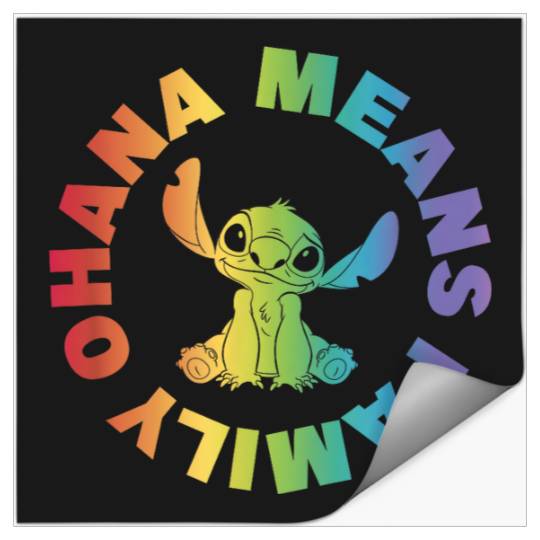 Disney Lilo Stitch Ohana Means Family Rainbow Circle Stickers
