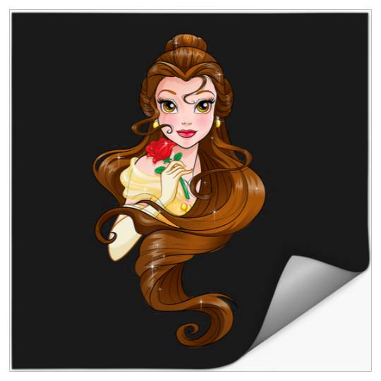 Disney Belle Black Classic Fit    Adult Round Neck Short Sleeve Fantasy Tee Stickers