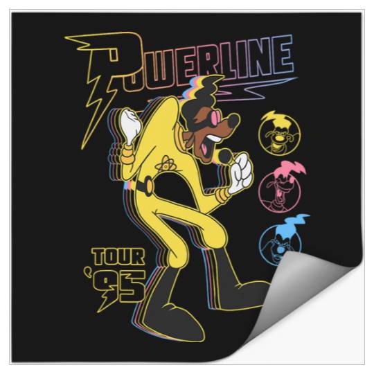 Disney A Goofy Movie Powerline Tour '95 Retro Neon Poster Stickers