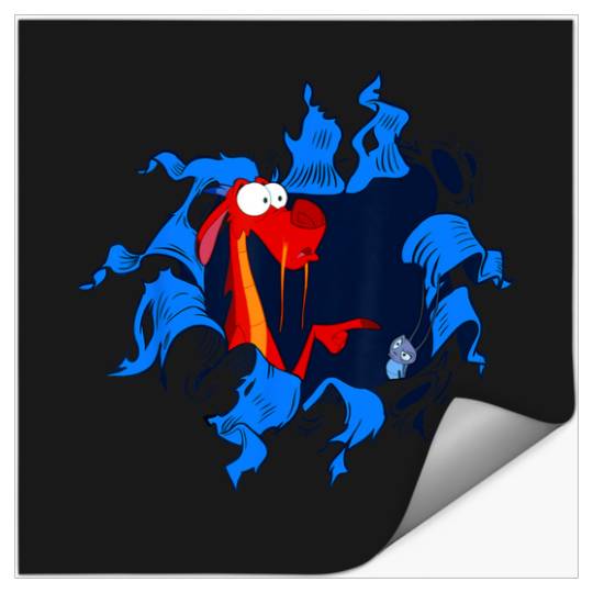 Disney Mulan Mushu Cri-Kee Takes The Blame Ripped Stickers
