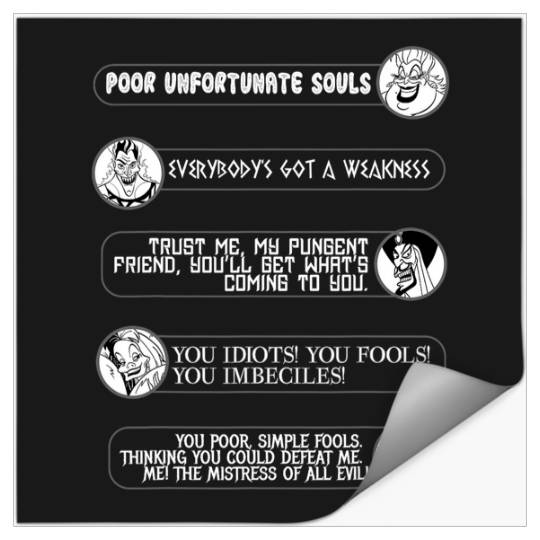 Disney Villains Movie Quotes Circle Portrait Graphic Stickers