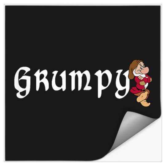 Disney Snow White Grumpy Leaning On Name Banner Stickers