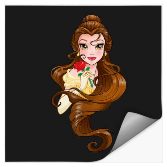 Disney Belle Black Classic Fit  - Adult Round Neck Short Sleeve Fantasy Tee Stickers