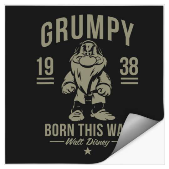 Disney Snow White Grumpy Born This Way 1938 Short Sleeve Stickers