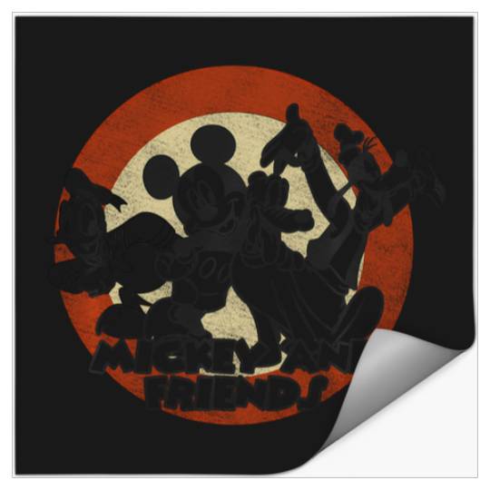 Disney Mickey And Friends Group Shot Retro Circle Stickers