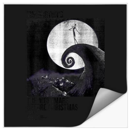Disneyss Nightmare Before Christmas Movie Poster Ink Rolled Stickers