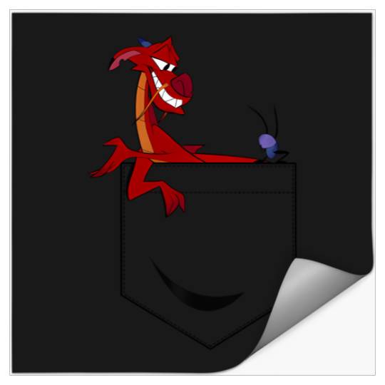 Disney Mulan Mushu Left Chest Pocket Graphic Hoodie Stickers