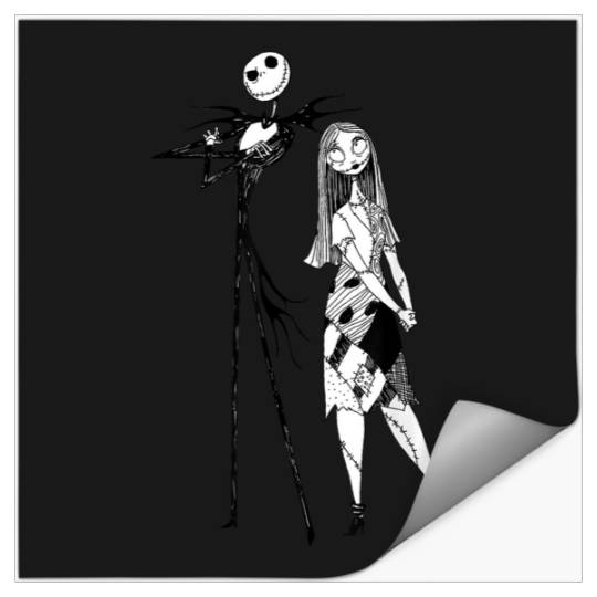 Disneyss The Nightmare Before Christmas Jack Sally Line Art Stickers