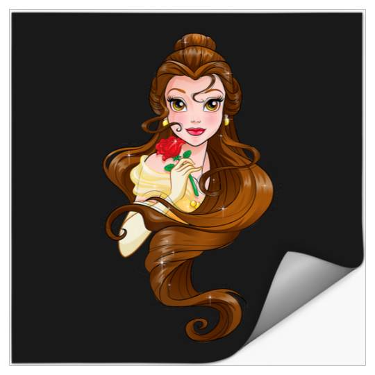 Disney Belle Black Classic Fit    Adult Round Neck Short Sleeve Fantasy Tee Stickers