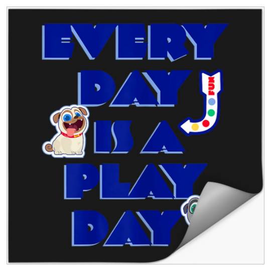 Disneyss Puppy Dog Pals Every Day Is A Play Day Big Text Logo Stickers