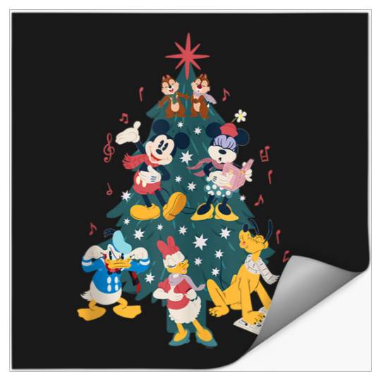 Disneyss Mickey Friends Holiday Retro Christmas Tree Carols Stickers