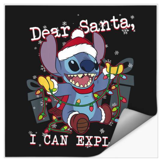 Disneyss Lilo Stitch Christmas Dear Santa I Can Explain Short Sleeve Stickers