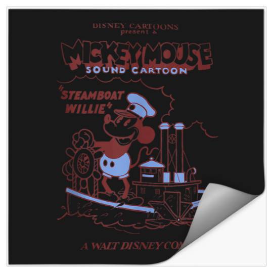 Disneyss Steamboat Willie A Walt Disneyss Comic Retro Big Poster Stickers