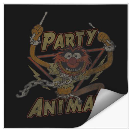 Disneyss The Muppets Party Animal Rock Distressed Chest Logo Stickers