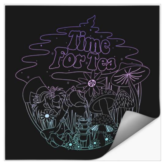 Disney Alice In Wonderland Mad Hatter Time For Tea Line Art Stickers