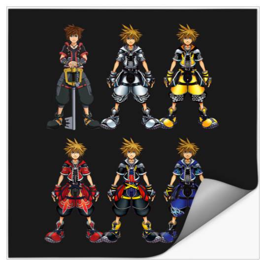 Disneyss Kingdom Hearts Sora Epic Costumes Collage Chest Logo Stickers