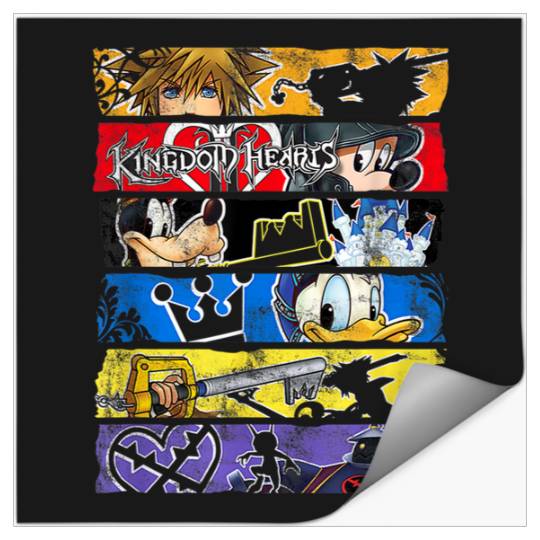 Disneyss Kingdom Hearts Epic Character Panels Distressed Logo Stickers