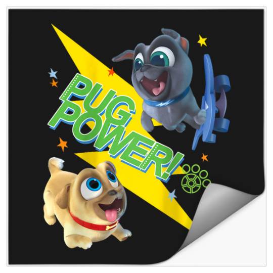 Disneyss Puppy Dog Pals Pug Power Bingo Rolly Playful Logo Stickers