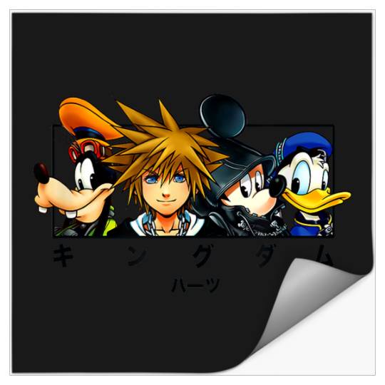 Disneyss Kingdom Hearts Main Characters Panel Chest Kanji Logo Stickers