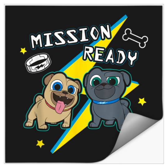 Disneyss Puppy Dog Pals Mission Ready Bingo Rolly Chest Logo Stickers