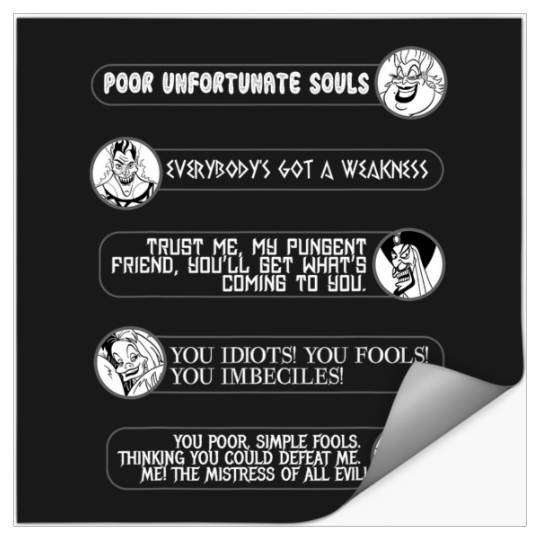 Disney Villains Movie Quotes Circle Portrait Graphic Stickers