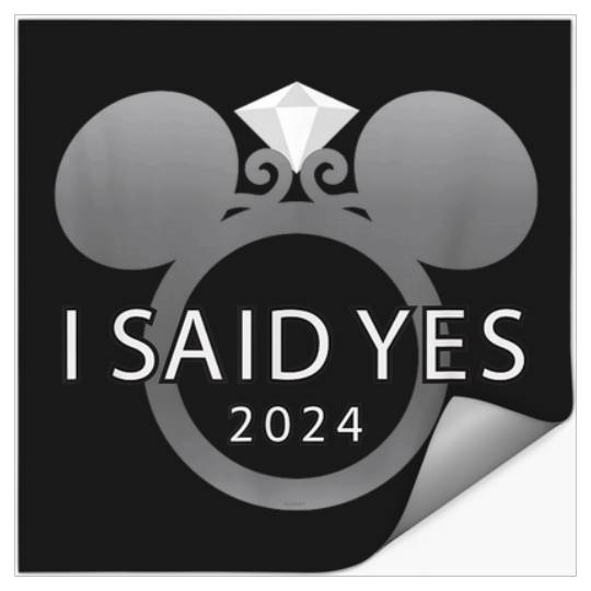 Disney I Said Yes 2024 Engagement Ring Proposal Stickers