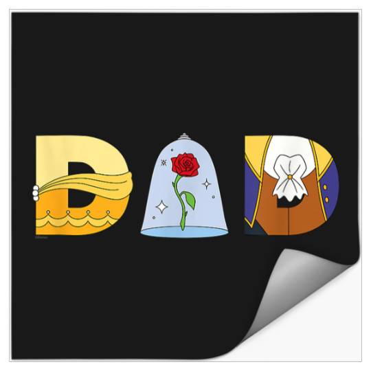 Disney Beauty And The Beast Belle Fathers Day Birthday Dad Stickers