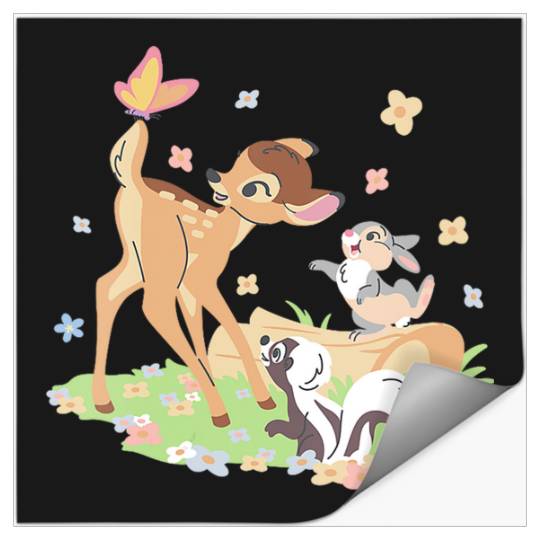 Disney Bambi Thumper & Flower Pastel Spring Easter Butterfly V-Neck Stickers