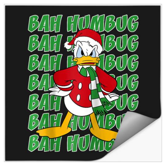 Disney Donald Duck Bah Humbug Christmas Text Stack Raglan Baseball Tee Stickers