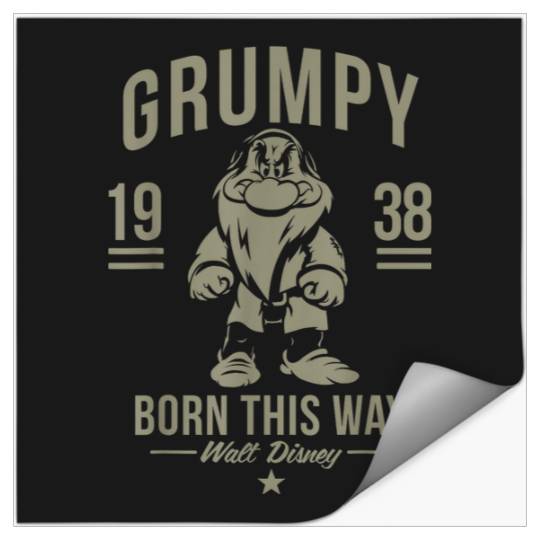 Disneyss Snow White Grumpy Born This Way 1938 Short Sleeve Stickers