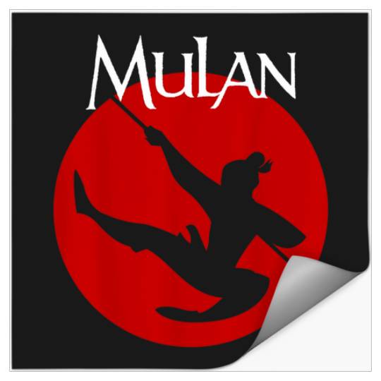 Disney Mulan Silhouette In Action Red Circle Gra Stickers