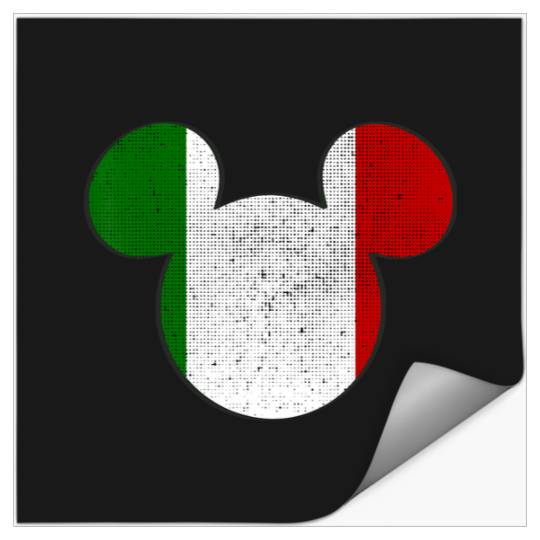 Disney Mickey Mouse Logo Italy Flag Fill Stickers
