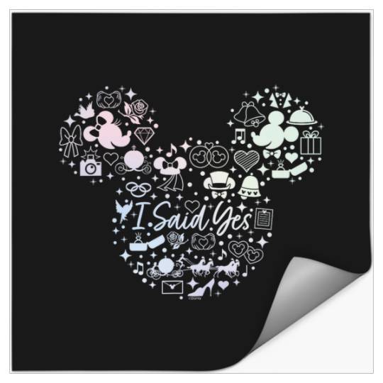 Disney I Said Yes Engagement Proposal Mickey Head Icon Stickers