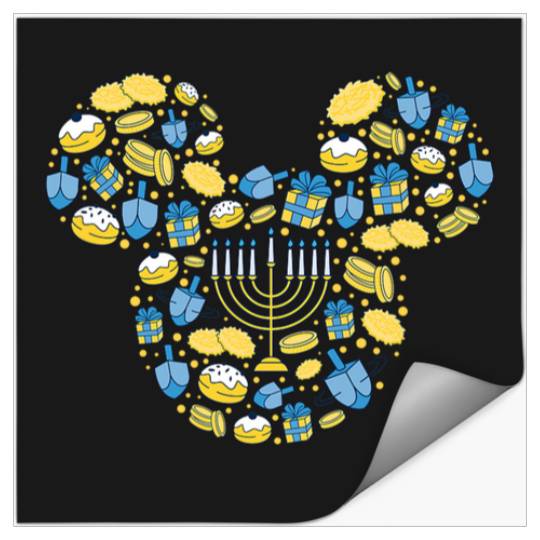 Disney Mickey Mouse Icon Hanukkah Chanukah Dreidel Menorah Stickers
