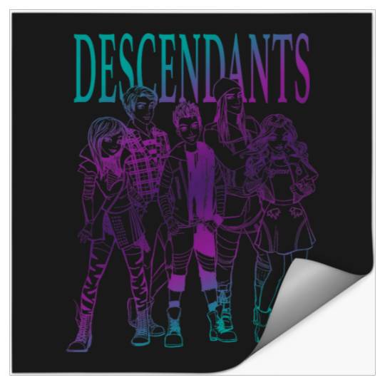 Disney Descendants Group Gradient Outline Poster Stickers