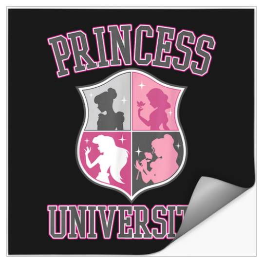 Disney Princess University College Text Logo Gra Stickers