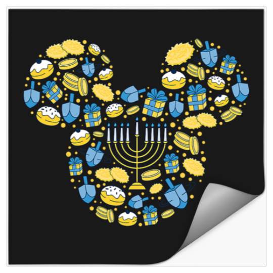 Disney Mickey Mouse Icon Hanukkah Chanukah Dreidel Menorah Stickers