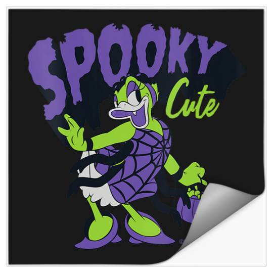 Womens Disney Daisy Duck Halloween Spider Web Costume Spooky Cute V-Neck Stickers