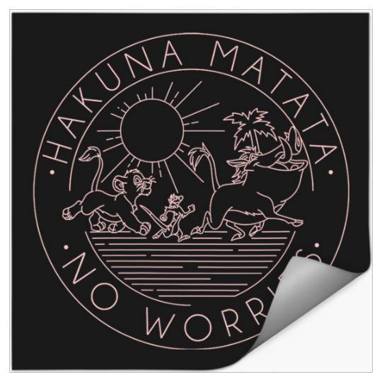 Womens Disney The Lion King Hakuna Matata No Worries Outline Logo V-Neck Stickers