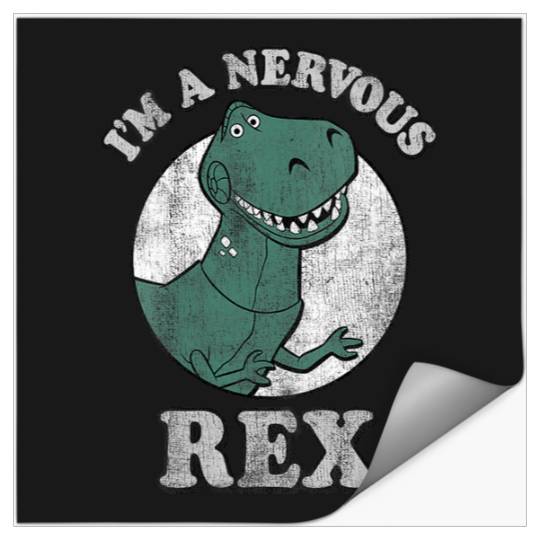 Womens Disney Pixar Toy Story I'm A Nervous Rex Dinosaur V-Neck Stickers