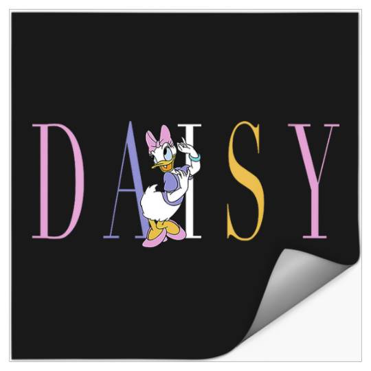 Womens Disney Mickey And Friends Daisy Duck Simple Text V-Neck Stickers