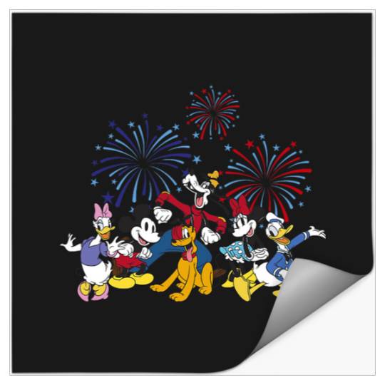 Disney Mickey Classic 4th Of July  Fireworks Crew Stickers