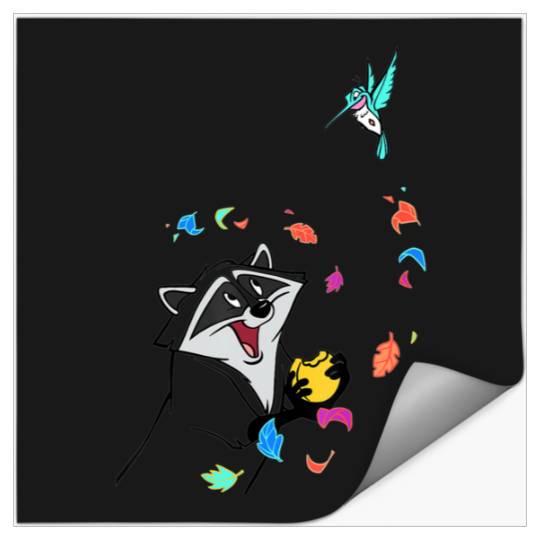Disney Pocahontas Meeko Flit Colorful Leafs Fall Stickers
