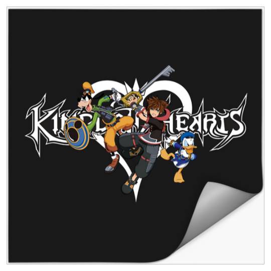 Disney Kingdom Hearts Sora Goofy Donald Attack Hero Pose Long Sleeve Stickers