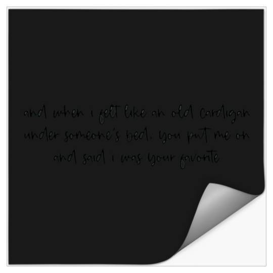 Discover cardigan lyrics— Taylor “folklore” Stickers