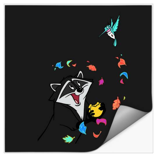 Disney Pocahontas Meeko Flit Colorful Leafs Fall Stickers