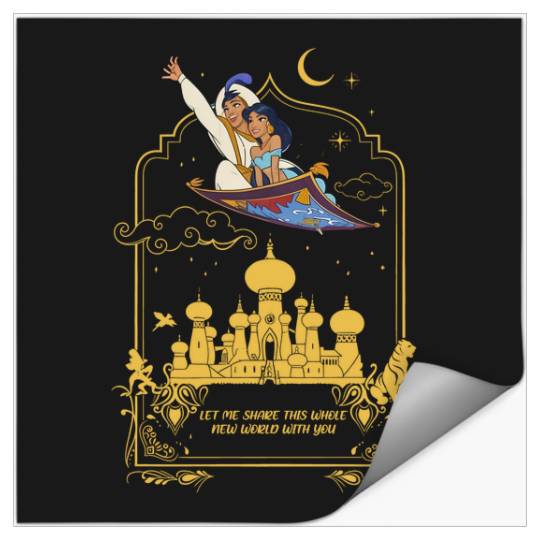 Disney Aladdin Jasmine Couple , Let Me Share This Whole New World With You Stickers