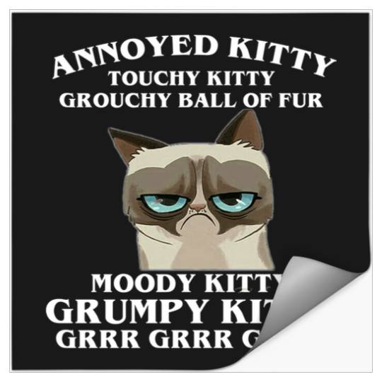 Annoyed Kitty Touchy Kitty Grouchy Ball  Fur Moody Kitty Grrr Relaxed Fit : Bobs Burgers Family Shirt, Bobs Burgers Vintage Stickers